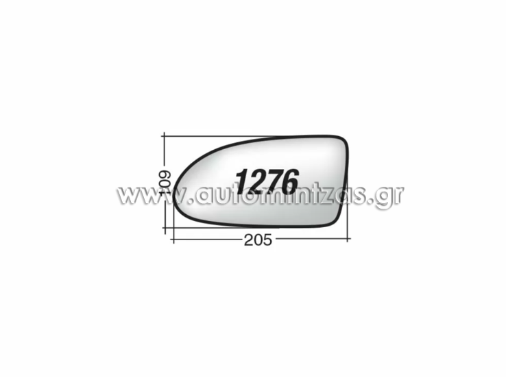 MIRROR GLASS HYUNDAI ACCENT '05 -'09 (CHROMIUM) RIGHT WITHOUT BASE